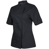 JB's Wear 5CJS1 Ladies S/S Snap Button Chef Jacket - Side View | color:Black|view:side