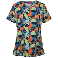 JB's Wear 4STP1 Ladies Scrub Top Printed - Front View | color:Dino Print|view:front