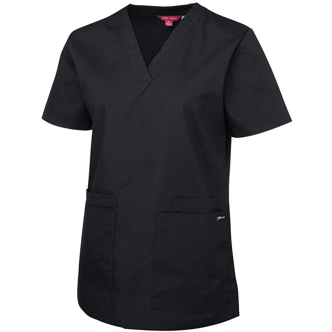 JB's Wear 4SRT1 Ladies Scrubs Top - Side View | color:Black|view:side