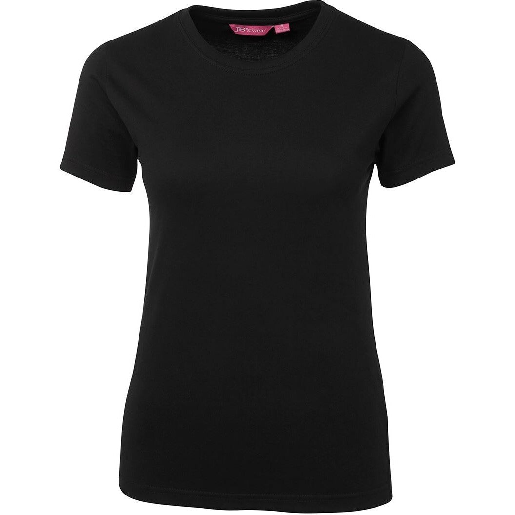 JB's Wear 1LHT Ladies Tee - Front View | color:Black|view:front