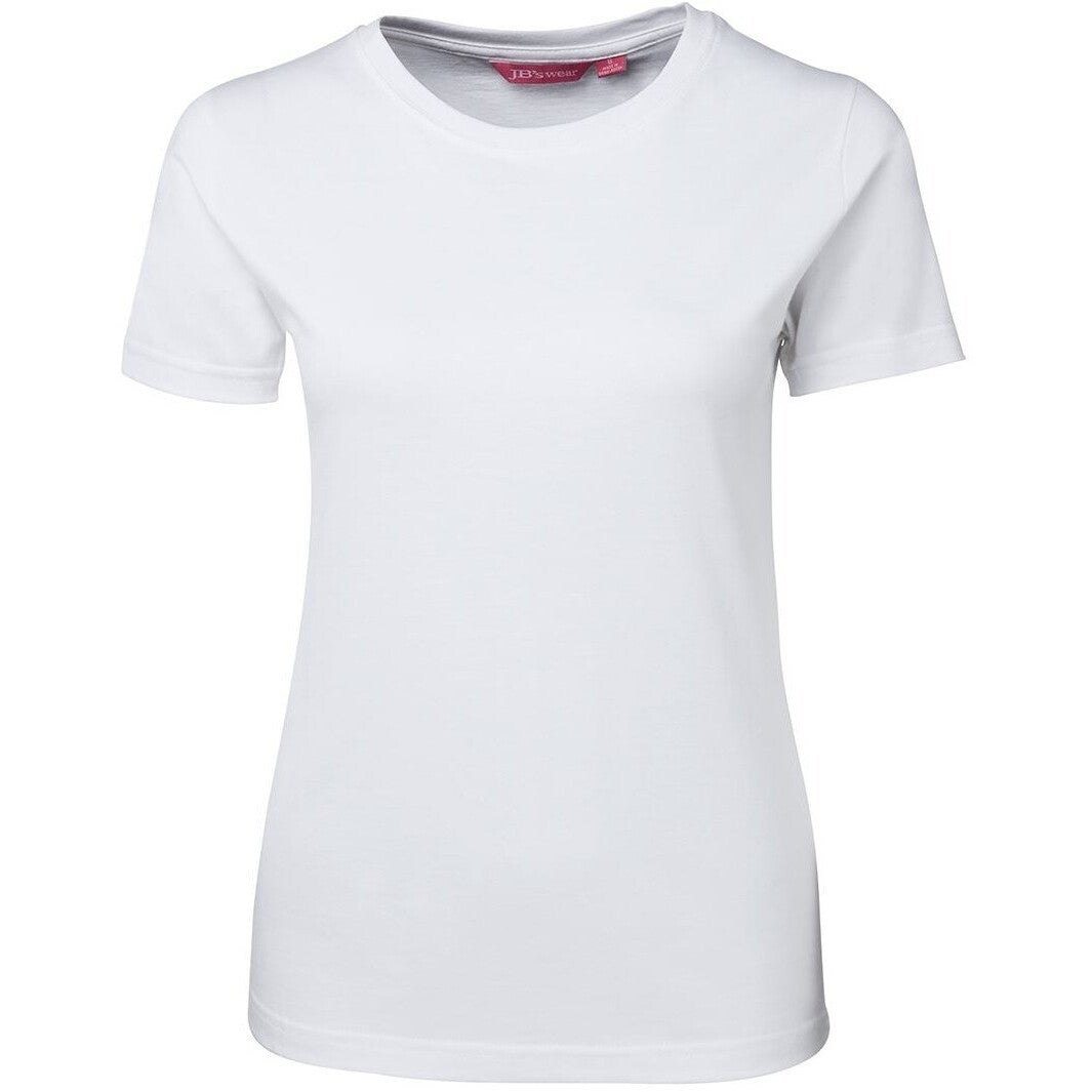 JB's Wear 1LHT Ladies Tee - Front View | color:White|view:front