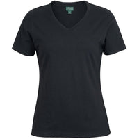 JB's Wear 1VT1 Ladies V-Neck Tee - Front View | color:Black|view:front