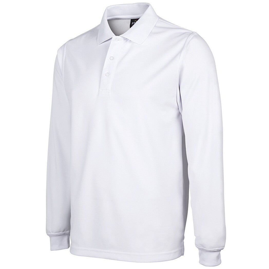 JB's Wear 7SPL Long Sleeve Poly Polo - Side View | color:White|view:side