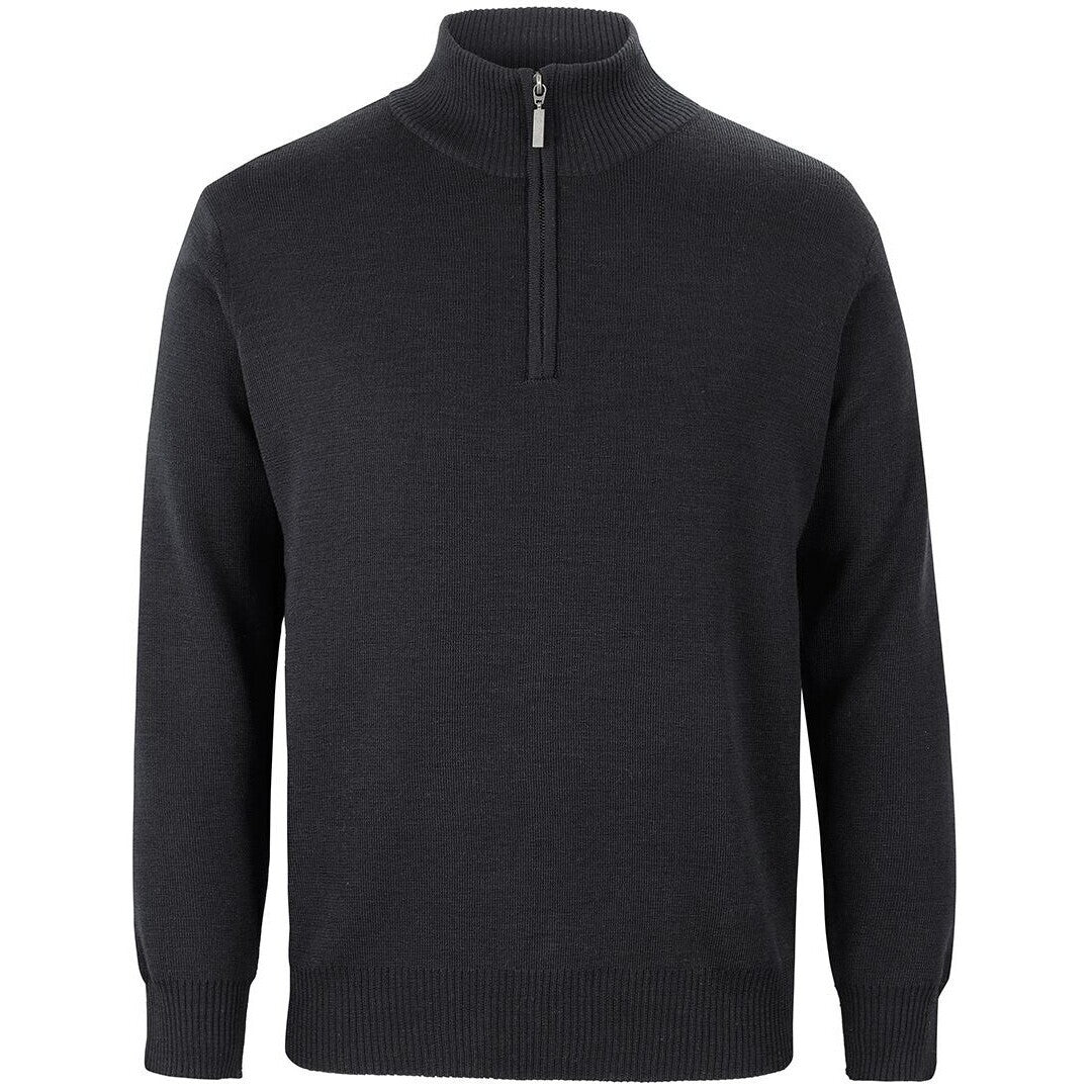 JB's Wear 6JHZ Men's Corporate 1/2 Zip Jumper - Front View | color:Black|view:front