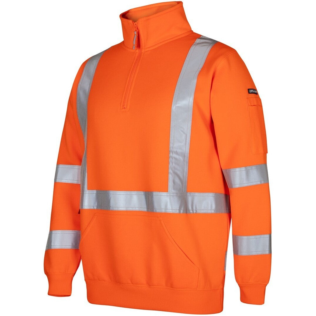 JB's Wear 6DAQF NSW/QLD Rail (D+N) X-Back 1/2 Zip Fleece - Side View | color:Orange|view:side
