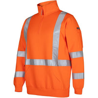 JB's Wear 6DAQF NSW/QLD Rail (D+N) X-Back 1/2 Zip Fleece - Side View | color:Orange|view:side