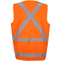 JB's Wear 6DVQV NSW/QLD Rail (D+N) Zip X-Back Safety Vest - Back View | color:Orange|view:back