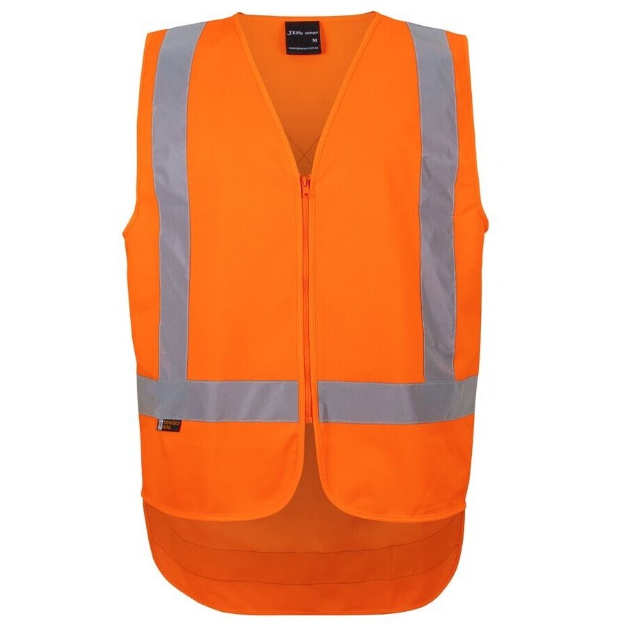 JB's Wear 6DVQV NSW/QLD Rail (D+N) Zip X-Back Safety Vest - Front View | color:Orange|view:front