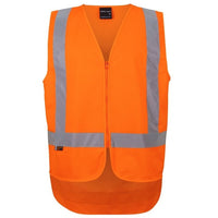JB's Wear 6DVQV NSW/QLD Rail (D+N) Zip X-Back Safety Vest - Front View | color:Orange|view:front