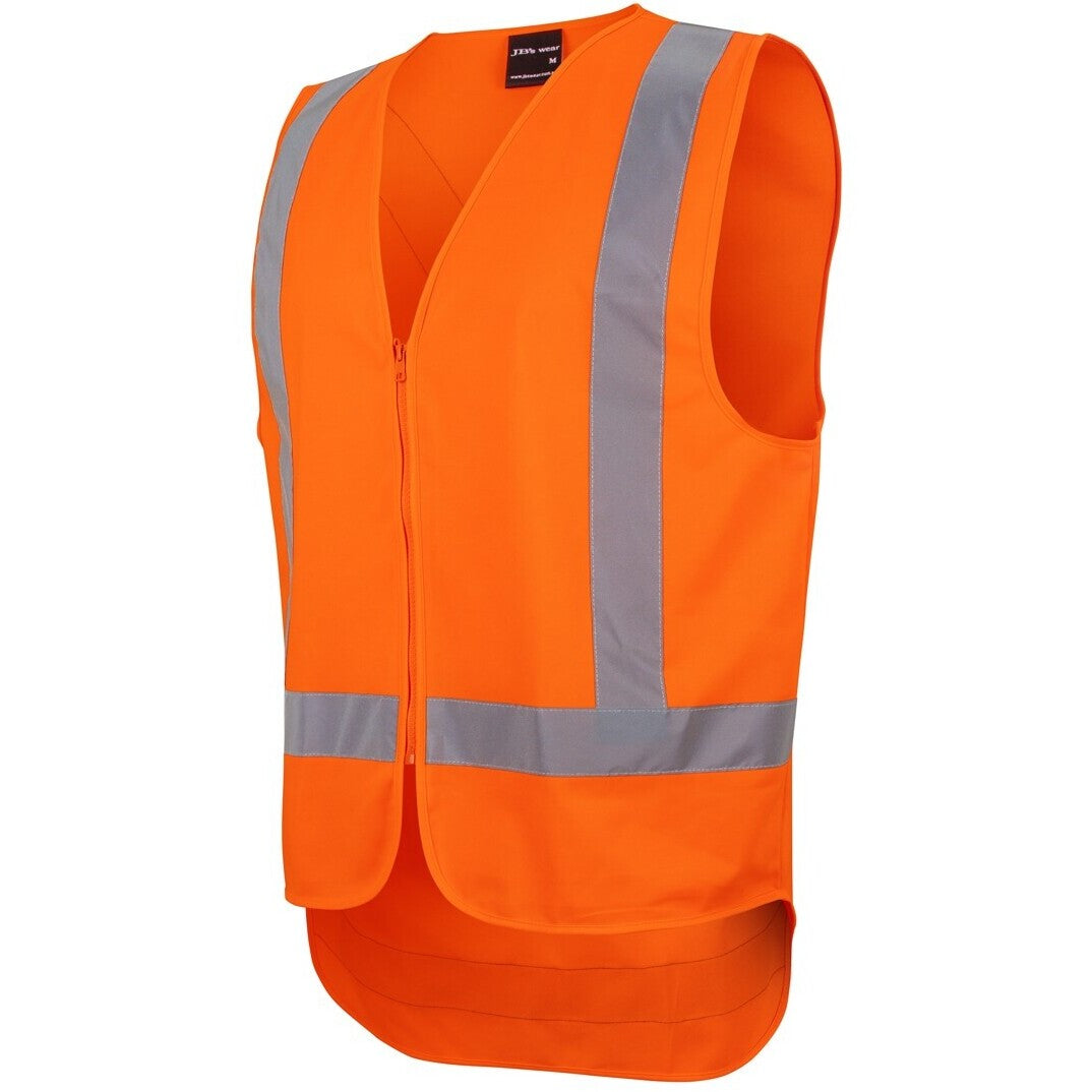 JB's Wear 6DVQV NSW/QLD Rail (D+N) Zip X-Back Safety Vest - Side View | color:Orange|view:side