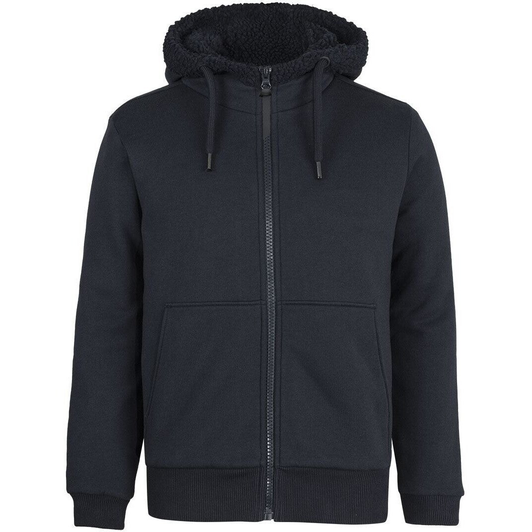 JB's Wear 3SHP Premium Full Zip 670gsm Shepherd Hoodie - Front View | color:Black/Black|view:front