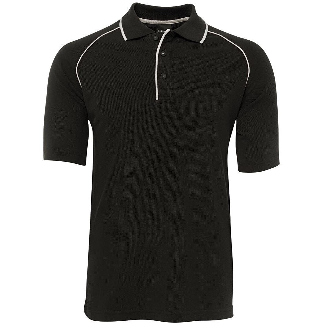 JB's Wear 2MRP Raglan Polo - Front View | color:Black/White|view:front