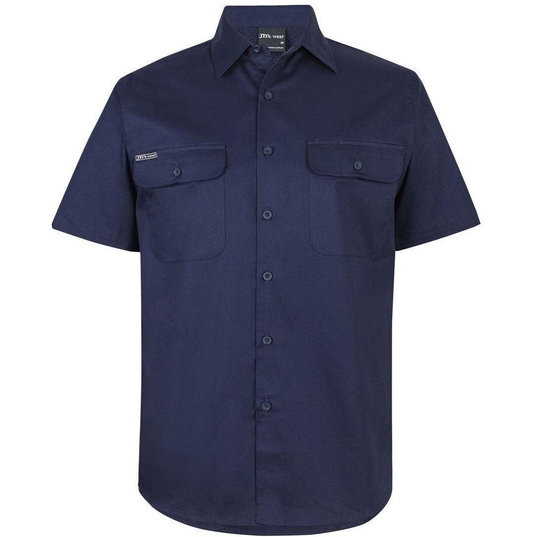JB's Wear 6WSLS S/S 150G Work Shirt - Front View | color:Navy|view:front