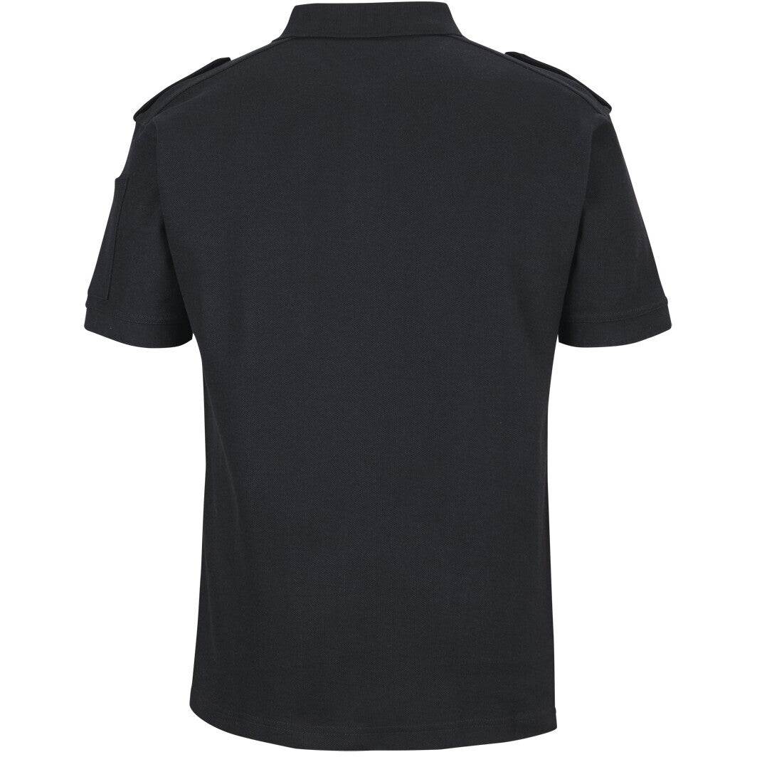 JB's Wear 210ES S/S 250 Epaulette Polo - Back View | color:Black|view:back