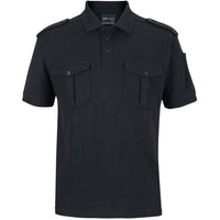 JB's Wear 210ES S/S 250 Epaulette Polo - Front View | color:Black|view:front