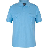 JB's Wear 210ES S/S 250 Epaulette Polo - Front View | color:Lt Blue|view:front