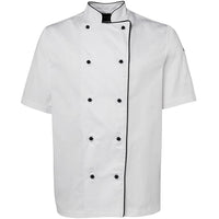 JB's Wear 5CJ2 S/S Chefs Jacket - Front View | color:White/Black Piping|view:front