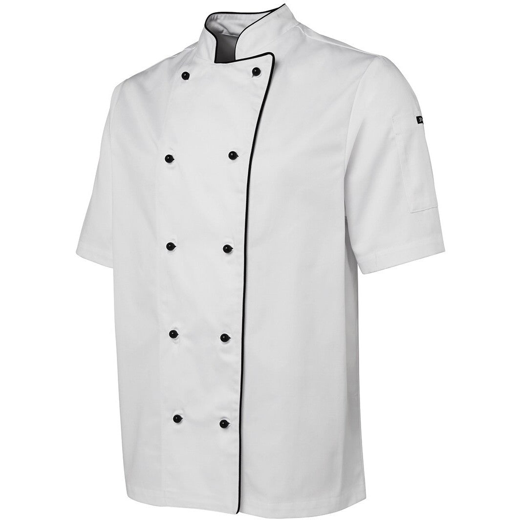 JB's Wear 5CJ2 S/S Chefs Jacket - Side View | color:White/Black Piping|view:side