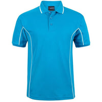 JB's Wear 7PIP S/S Piping Polo - Front View | color:Aqua/White|view:front