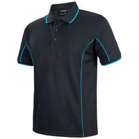 JB's Wear 7PIP S/S Piping Polo - Side View | color:Black/Aqua|view:side