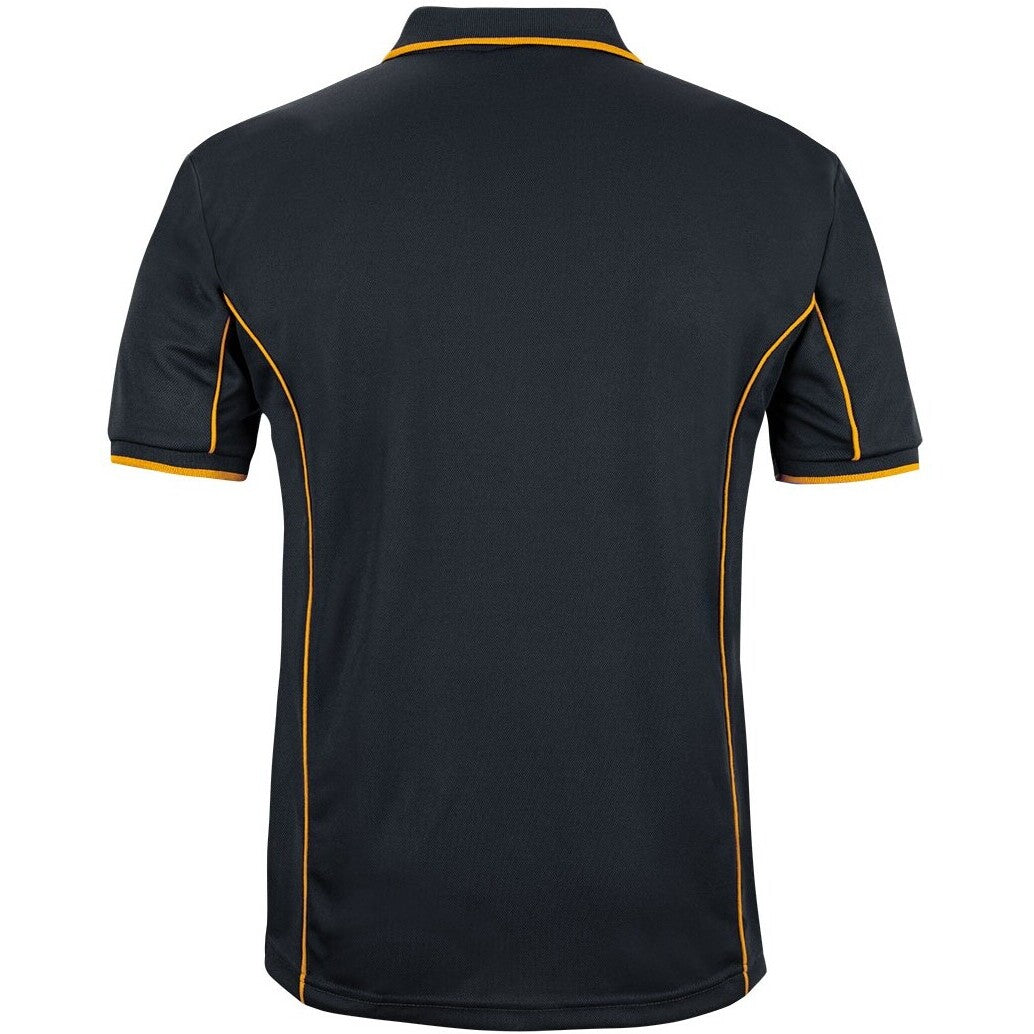 JB's Wear 7PIP S/S Piping Polo - Back View | color:Black/Gold|view:back