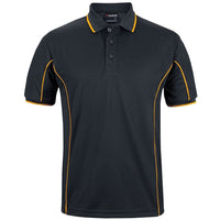JB's Wear 7PIP S/S Piping Polo - Front View | color:Black/Gold|view:front