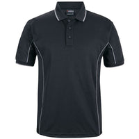 JB's Wear 7PIP S/S Piping Polo - Front View | color:Black/Grey|view:front