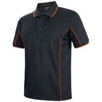 JB's Wear 7PIP S/S Piping Polo - Side View | color:Black/Orange|view:side