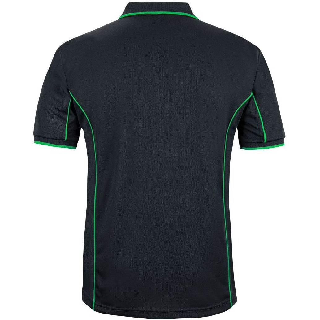 JB's Wear 7PIP S/S Piping Polo - Back View | color:Black/Pea Green|view:back