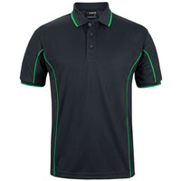 JB's Wear 7PIP S/S Piping Polo - Front View | color:Black/Pea Green|view:front