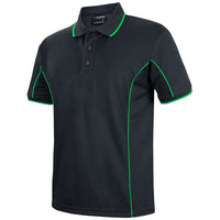 JB's Wear 7PIP S/S Piping Polo - Side View | color:Black/Pea Green|view:side