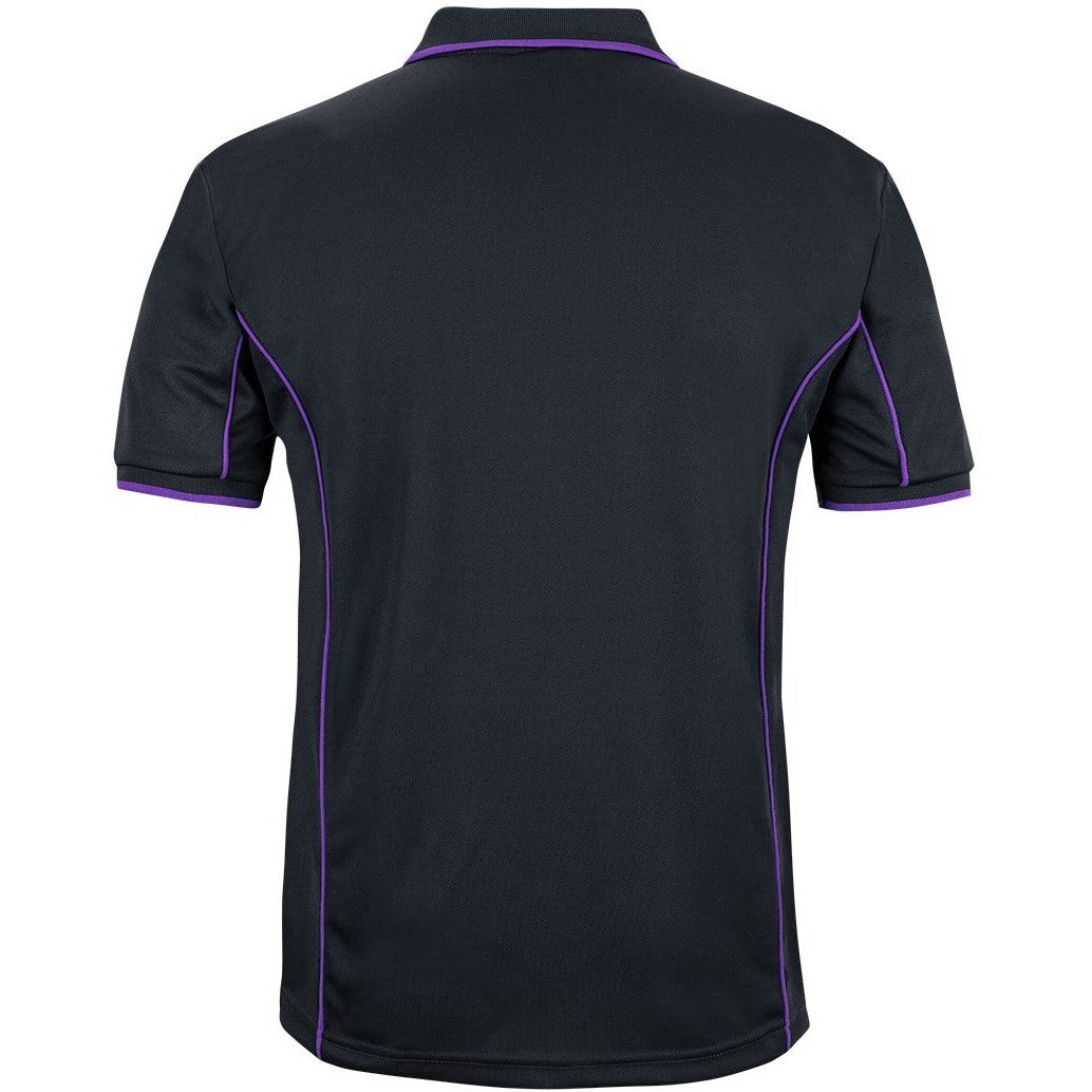JB's Wear 7PIP S/S Piping Polo - Back View | color:Black/Purple|view:back