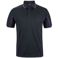 JB's Wear 7PIP S/S Piping Polo - Front View | color:Black/Purple|view:front