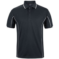 JB's Wear 7PIP S/S Piping Polo - Front View | color:Black/White|view:front