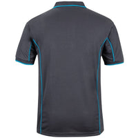 JB's Wear 7PIP S/S Piping Polo - Back View | color:Charcoal/Aqua|view:back