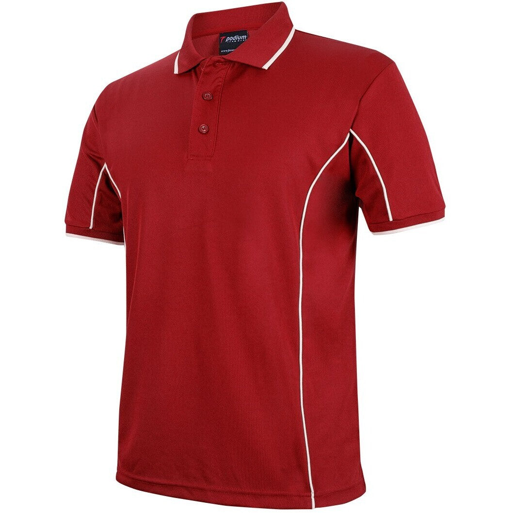 JB's Wear 7PIP S/S Piping Polo - Side View | color:Dark Red/White|view:side