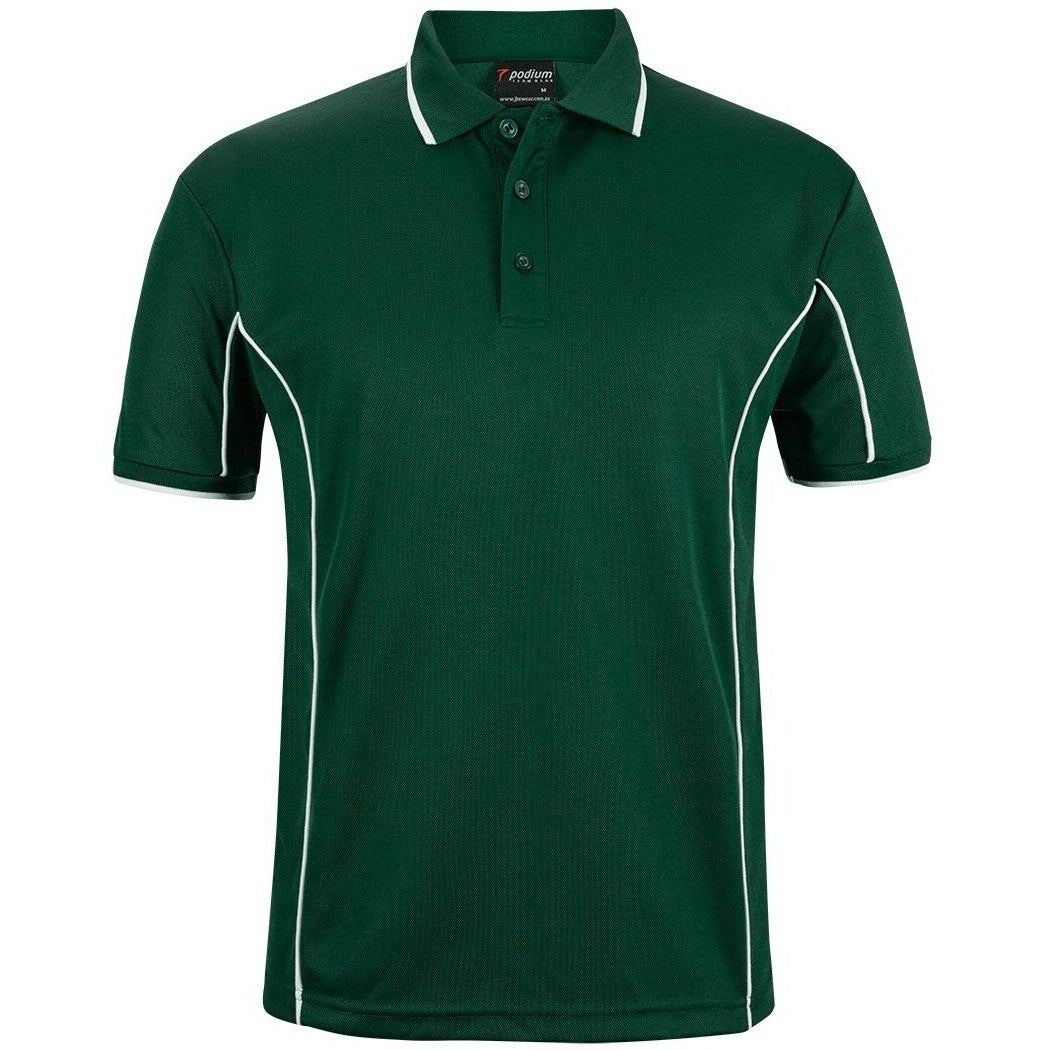 JB's Wear 7PIP S/S Piping Polo - Front View | color:Forest/White|view:front