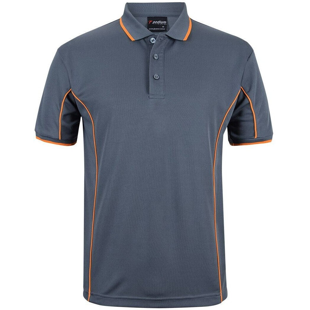 JB's Wear 7PIP S/S Piping Polo - Front View | color:Grey/Orange|view:front