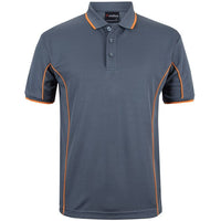 JB's Wear 7PIP S/S Piping Polo - Front View | color:Grey/Orange|view:front