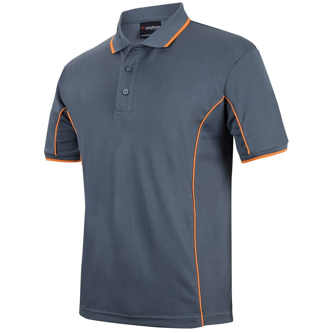 JB's Wear 7PIP S/S Piping Polo - Side View | color:Grey/Orange|view:side