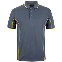 JB's Wear 7PIP S/S Piping Polo - Front View | color:Grey/Yellow|view:front
