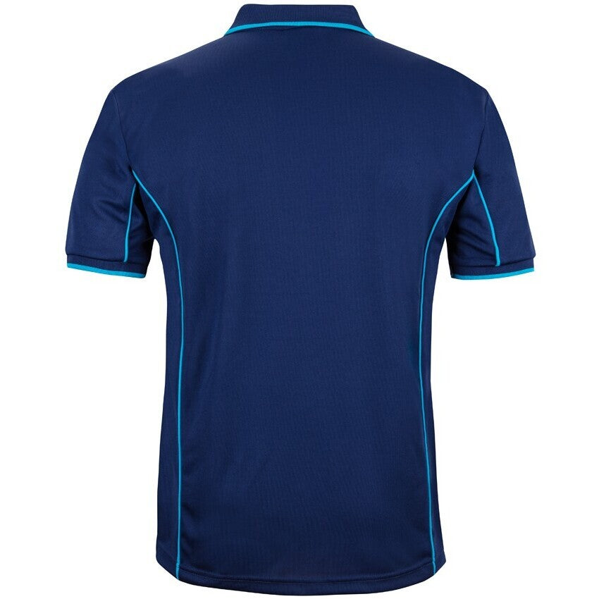 JB's Wear 7PIP S/S Piping Polo - Back View | color:Jnr Navy/Aqua|view:back