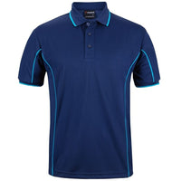 JB's Wear 7PIP S/S Piping Polo - Front View | color:Jnr Navy/Aqua|view:front