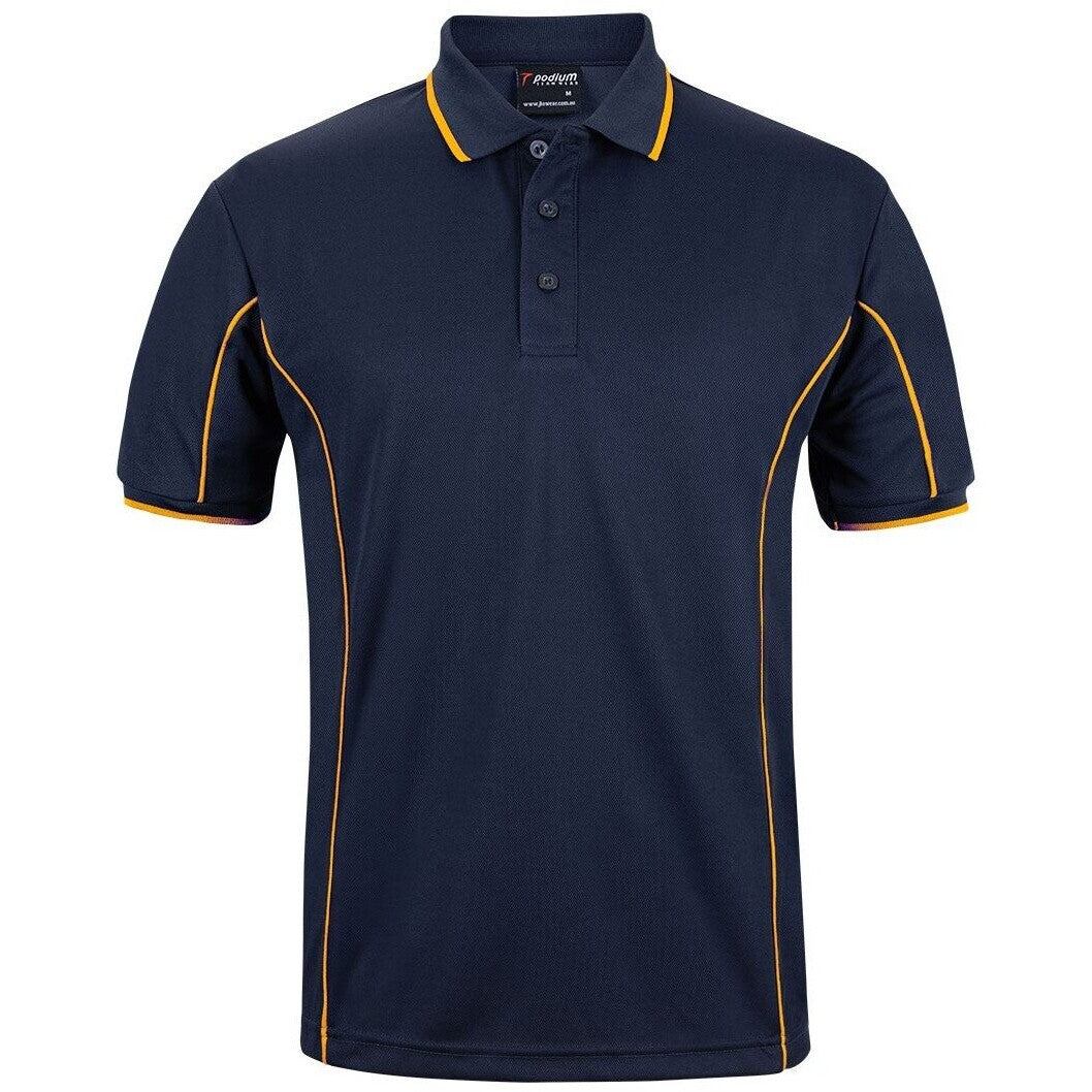 JB's Wear 7PIP S/S Piping Polo - Front View | color:Navy/Gold|view:front