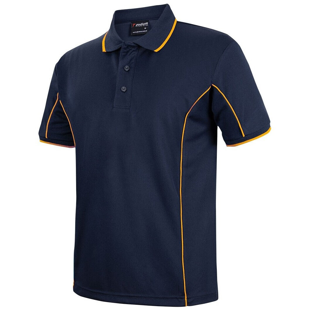JB's Wear 7PIP S/S Piping Polo - Side View | color:Navy/Gold|view:side