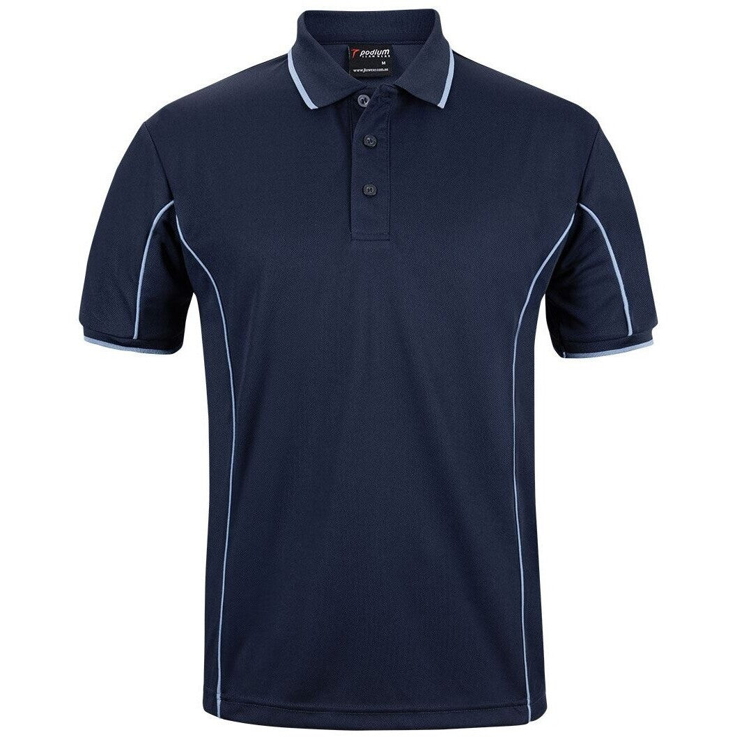 JB's Wear 7PIP S/S Piping Polo - Front View | color:Navy/Lt Blue|view:front