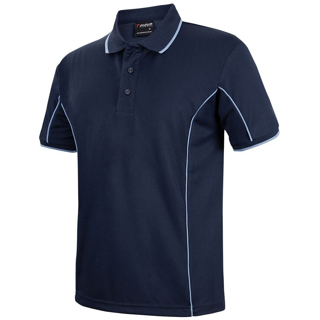 JB's Wear 7PIP S/S Piping Polo - Side View | color:Navy/Lt Blue|view:side