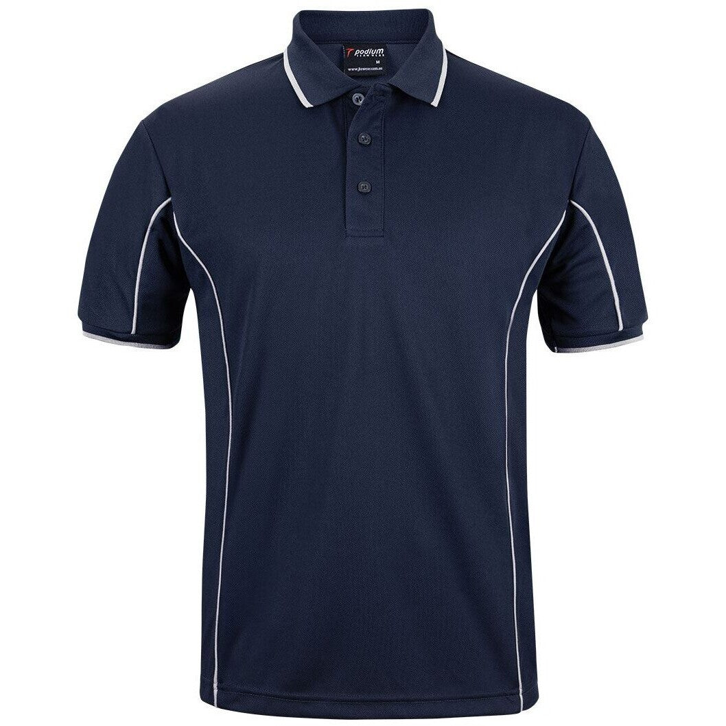 JB's Wear 7PIP S/S Piping Polo - Front View | color:Navy/White|view:front