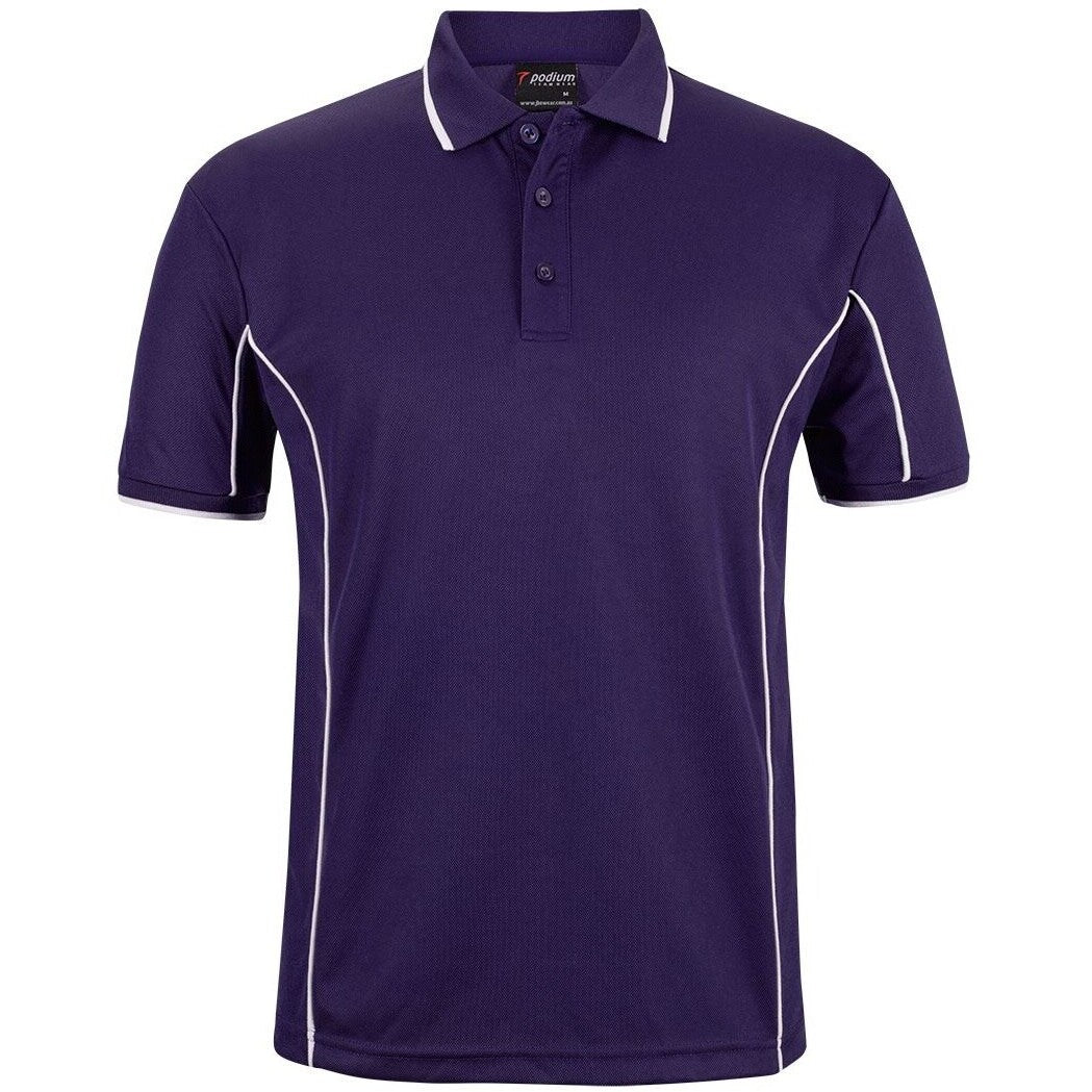 JB's Wear 7PIP S/S Piping Polo - Front View | color:Purple/White|view:front