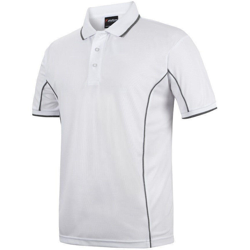 JB's Wear 7PIP S/S Piping Polo - Side View | color:White/Grey|view:side